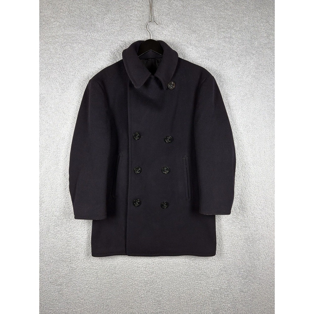 Vintage 1962 US Navy Peacoat 36R Wool Kersey Military Naval Coat Vietnam Era